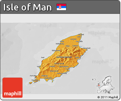 Political 3D Map of Isle of Man, desaturated
