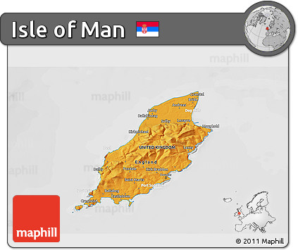 Political 3D Map of Isle of Man, lighten, desaturated
