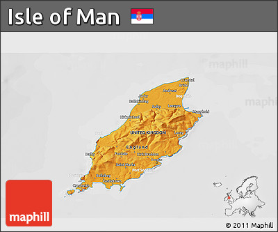 Political 3D Map of Isle of Man, lighten, desaturated