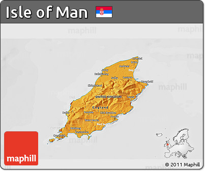Political 3D Map of Isle of Man, lighten, desaturated