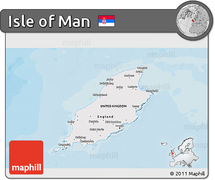 Political 3D Map of Isle of Man, single color outside