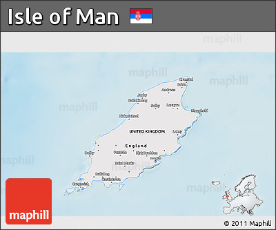 Political 3D Map of Isle of Man, single color outside, shaded relief sea