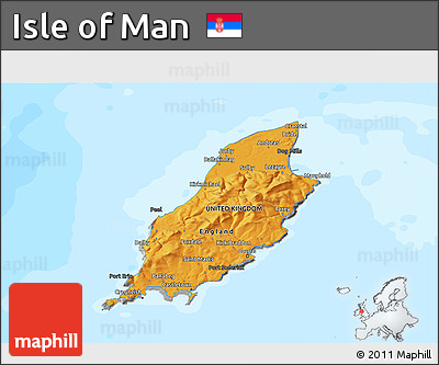 Political Shades 3D Map of Isle of Man, darken, desaturated, land only