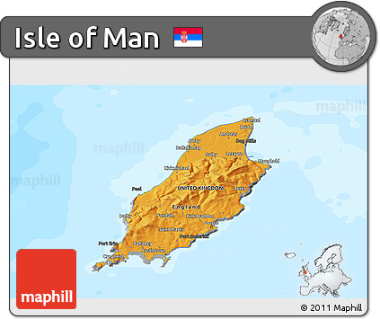 Political Shades 3D Map of Isle of Man, darken, desaturated, land only