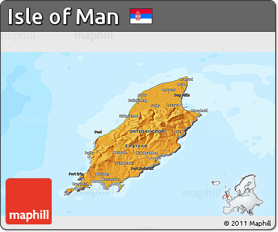 Political Shades 3D Map of Isle of Man, darken, desaturated, land only