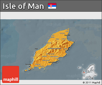 Political Shades 3D Map of Isle of Man, darken