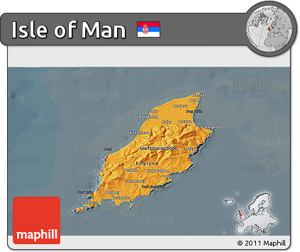 Political Shades 3D Map of Isle of Man, darken