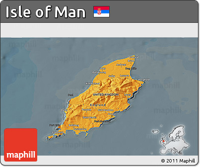 Political Shades 3D Map of Isle of Man, darken