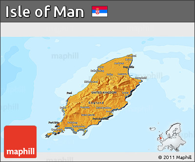 Political Shades 3D Map of Isle of Man, darken, land only
