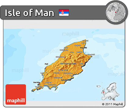 Political Shades 3D Map of Isle of Man, darken, land only