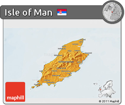 Political Shades 3D Map of Isle of Man, lighten