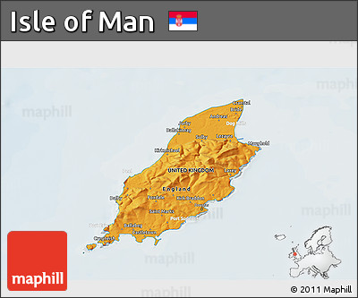 Political Shades 3D Map of Isle of Man, lighten