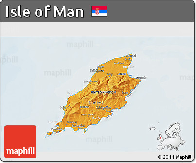 Political Shades 3D Map of Isle of Man, lighten