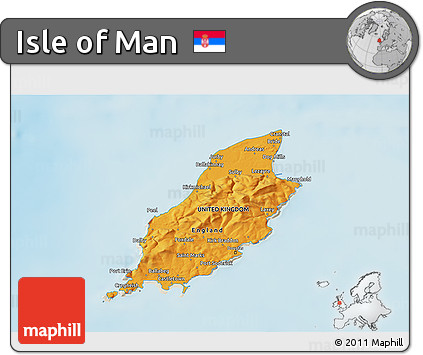 Political Shades 3D Map of Isle of Man, shaded relief outside