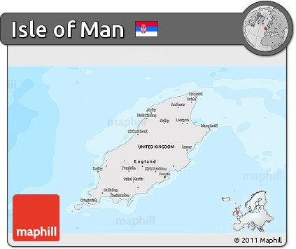 Political Shades 3D Map of Isle of Man, single color outside, bathymetry sea