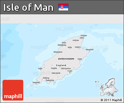 Political Shades 3D Map of Isle of Man, single color outside, bathymetry sea