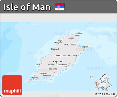 Political Shades 3D Map of Isle of Man, single color outside, bathymetry sea