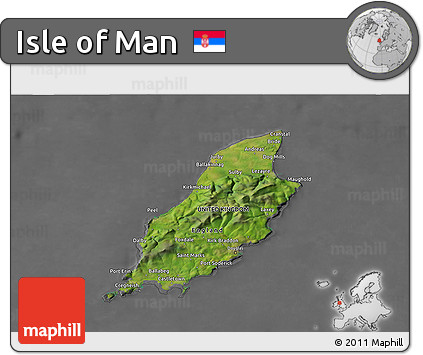 Satellite 3D Map of Isle of Man, desaturated
