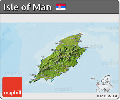 Satellite 3D Map of Isle of Man, political outside