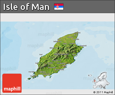 Satellite 3D Map of Isle of Man, political outside