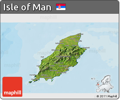 Satellite 3D Map of Isle of Man, political shades outside