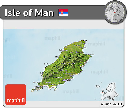 Satellite 3D Map of Isle of Man, shaded relief outside