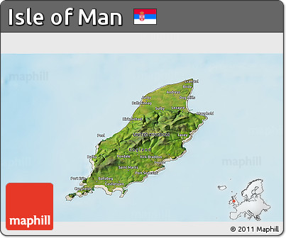 Satellite 3D Map of Isle of Man, shaded relief outside
