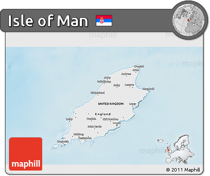 Satellite 3D Map of Isle of Man, single color outside, shaded relief sea