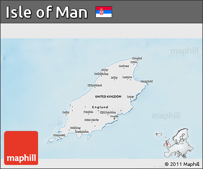 Satellite 3D Map of Isle of Man, single color outside, shaded relief sea