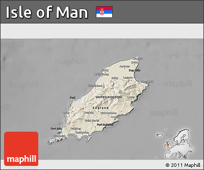 Shaded Relief 3D Map of Isle of Man, darken, desaturated
