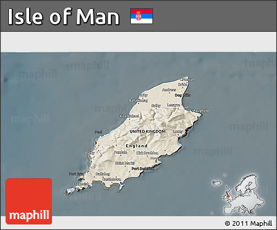 Shaded Relief 3D Map of Isle of Man, darken