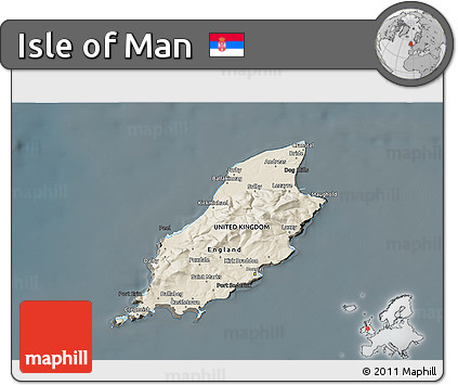 Shaded Relief 3D Map of Isle of Man, darken