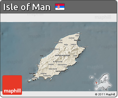 Shaded Relief 3D Map of Isle of Man, darken