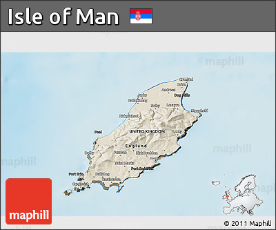 Shaded Relief 3D Map of Isle of Man, darken, land only