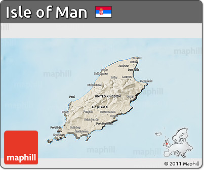 Shaded Relief 3D Map of Isle of Man, darken, land only