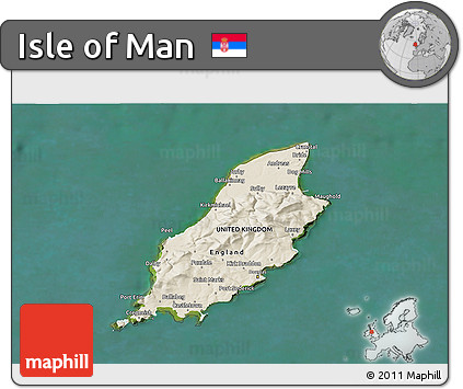 Shaded Relief 3D Map of Isle of Man, satellite outside