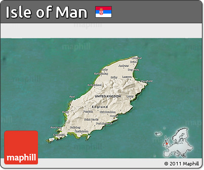 Shaded Relief 3D Map of Isle of Man, satellite outside