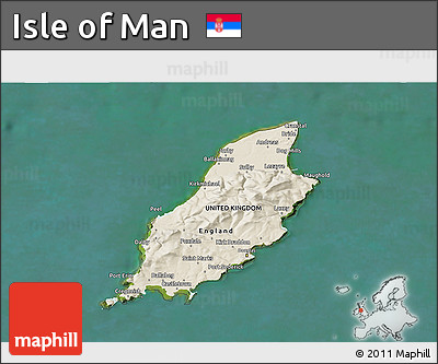 Shaded Relief 3D Map of Isle of Man, satellite outside