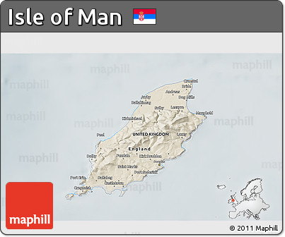 Shaded Relief 3D Map of Isle of Man, semi-desaturated