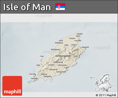 Shaded Relief 3D Map of Isle of Man, semi-desaturated