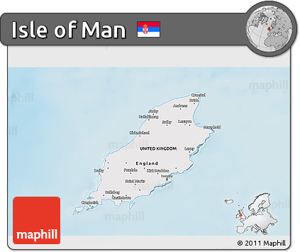 Shaded Relief 3D Map of Isle of Man, single color outside
