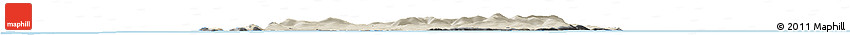 Shaded Relief Horizon Map of Isle of Man, darken, desaturated, land only