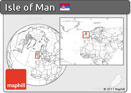 Blank Location Map of Isle of Man, within the entire continent