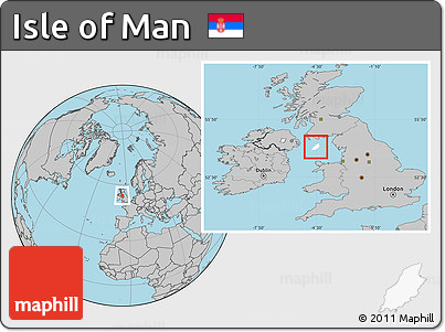 Blank Location Map of Isle of Man, gray outside