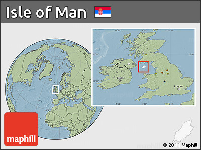 Blank Location Map of Isle of Man, savanna style outside, hill shading outside