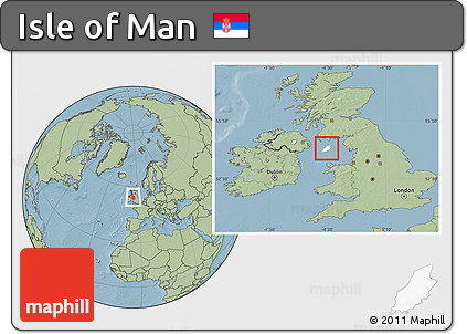 Blank Location Map of Isle of Man, savanna style outside, hill shading outside