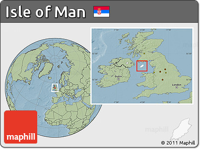 Blank Location Map of Isle of Man, savanna style outside, hill shading outside
