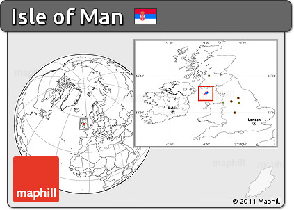Flag Location Map of Isle of Man, blank outside