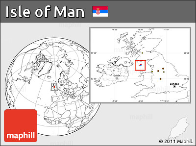 Flag Location Map of Isle of Man, blank outside