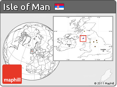 Flag Location Map of Isle of Man, blank outside
